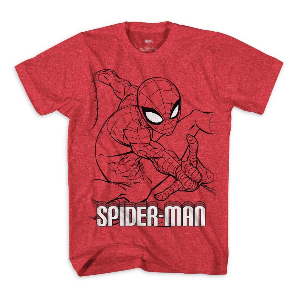 Marvel Spiderman Boys Short Sleeve Graphic T-Shirt Red Heather Size M 8  NWT